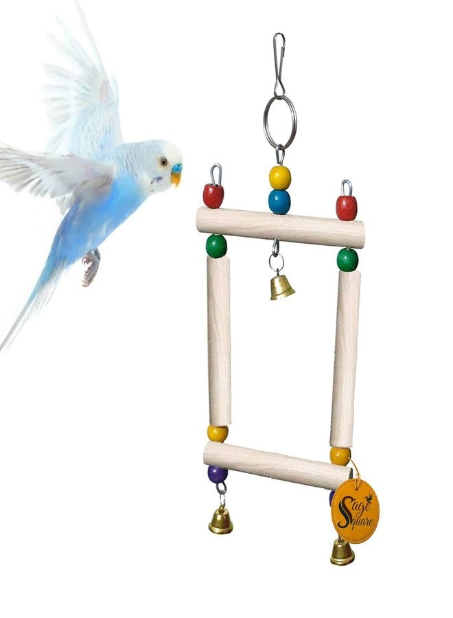 سايج سكوير لعبة خرز خشبية طبيعية مرحة مربعة الشكل من سيج، لعبة مرحة، إكسسوارات قفص، لعبة زينة للببغاوات، والبادجي، والكوكاتيل، وطيور الحب، والعصافير الصغيرة الأخرى. - Image 1